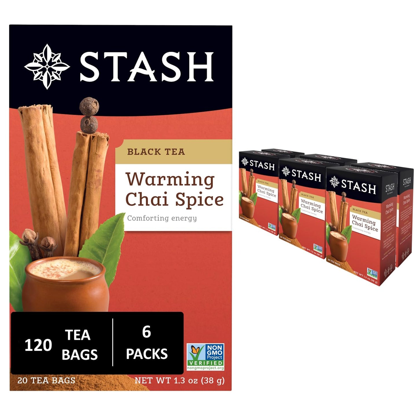 Tea Chai Spice Black Tea, 6 Boxes with 20 Tea Bags Each (120 Tea Bags Total)