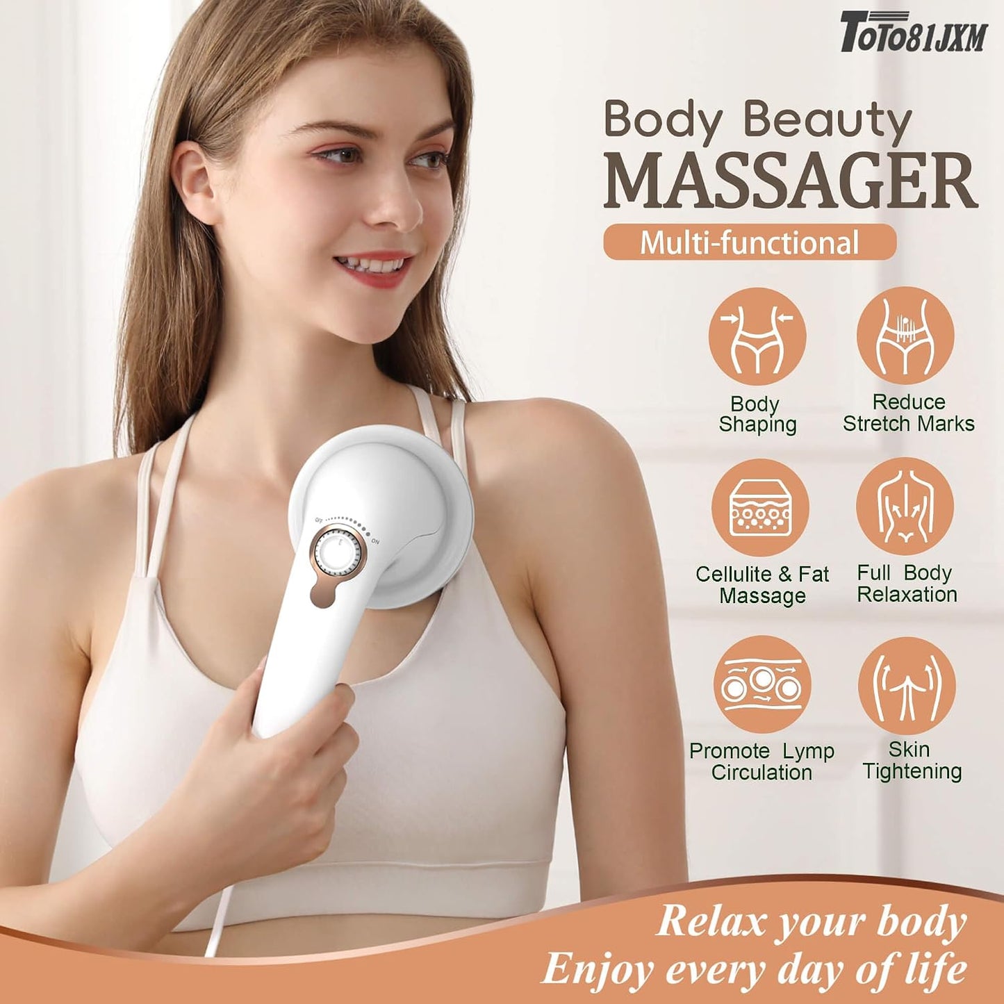 Handheld Cellulite Massager, Body Sculpting Machine, Lymphatic Drainage Massager, Stomach Massager with Lipo Roller for Belly Fat, Electric Vibrating Massage Wand for Butt Waist Leg Arms Used at Home.