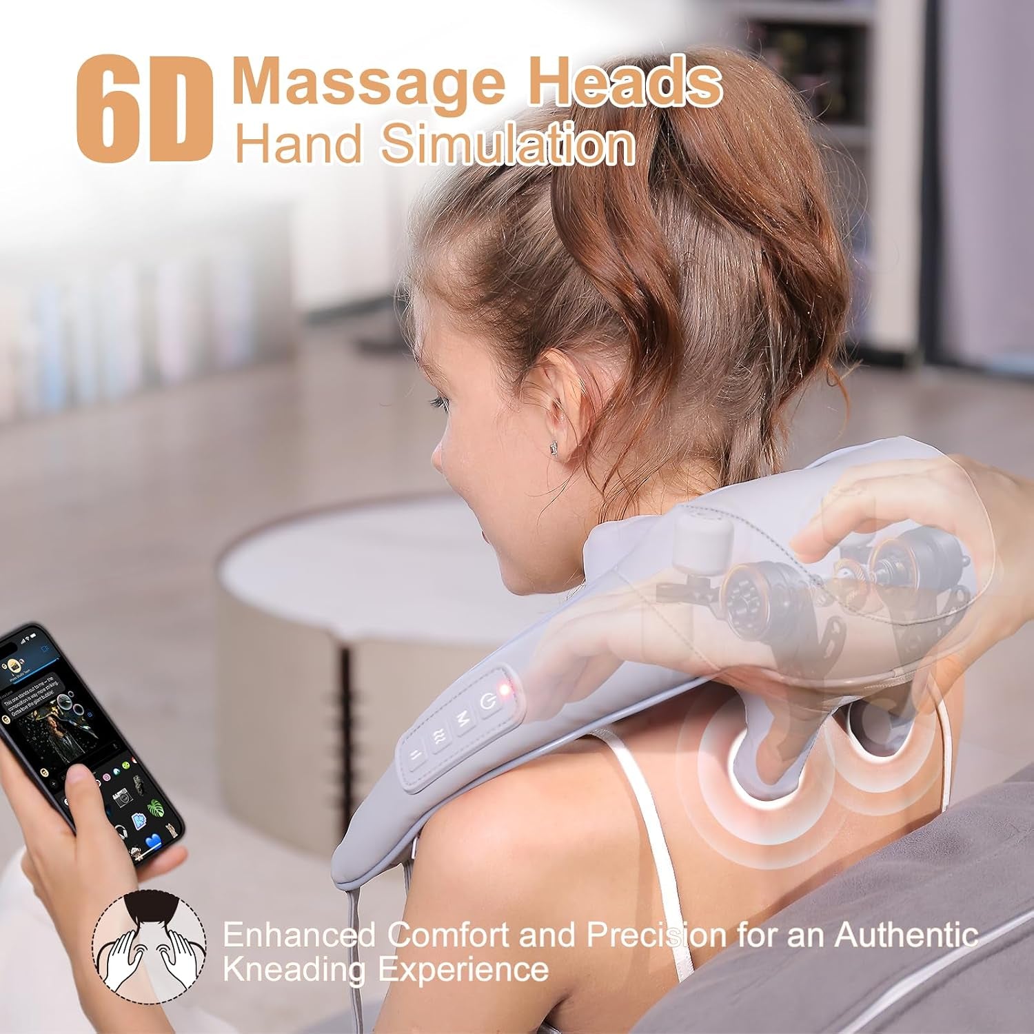 Electric Shiatsu Back and Neck Massager, Cordless Shoulder Massager with Heat, Deep Tissue 3D Kneading Massage Pillow for Shoulder, Leg, Body Muscle Pain Relief, Gifts for Men Women