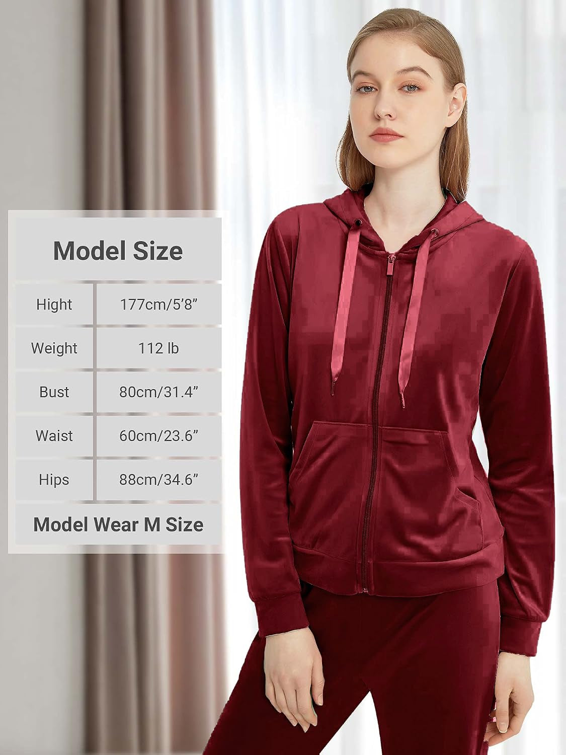 Womens Velour Tracksuits Set Long Sleeve Sweatsuits 2 Piece Sports Outfit Zip Hoodie Sweatpants Joggers Set