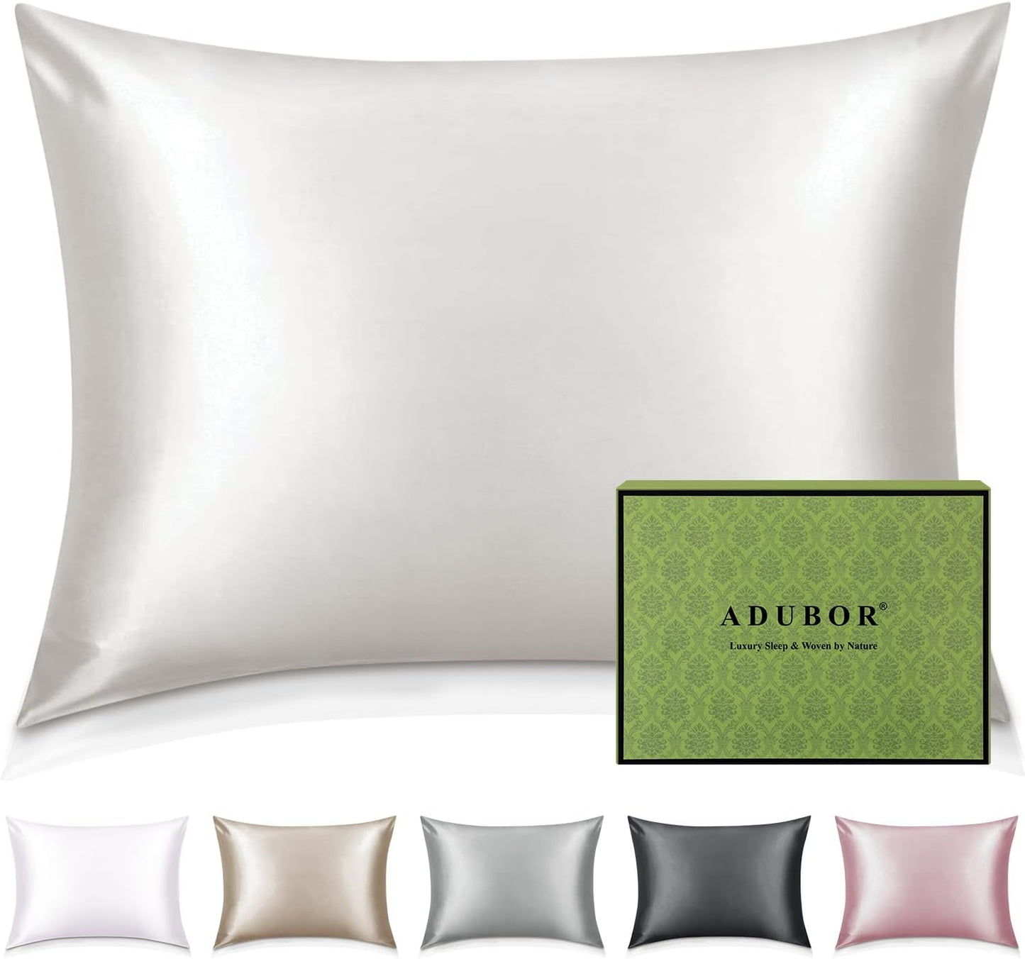 100% Silk Pillowcase - Mulberry Silk Pillow Cases, 22 Momme 6A Grade Fibers, Silk Pillow Case for Hair and Skin Health, with Hidden Zipper (Standard 20''×26'', Ivory White, 1PC)