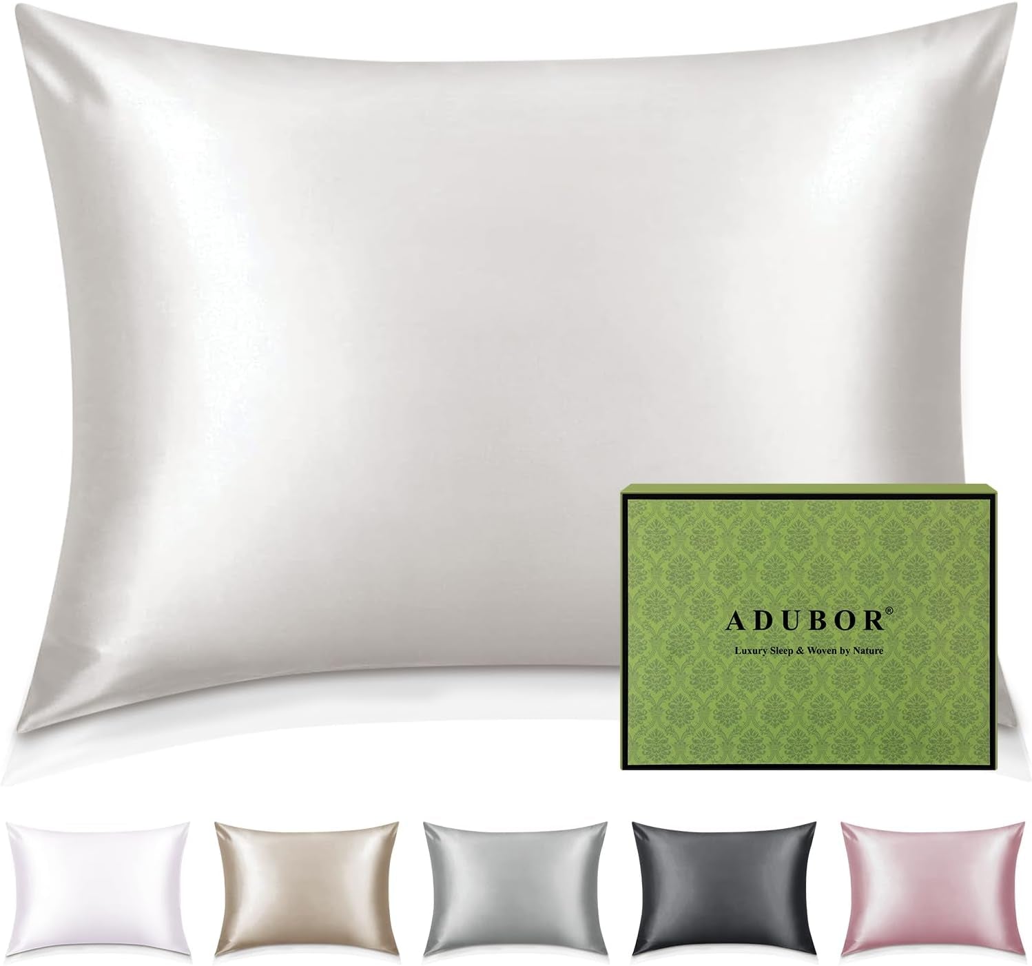 100% Silk Pillowcase - Mulberry Silk Pillow Cases, 22 Momme 6A Grade Fibers, Silk Pillow Case for Hair and Skin Health, with Hidden Zipper (Standard 20''×26'', Ivory White, 1PC)