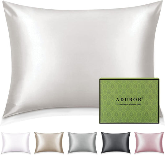 100% Silk Pillowcase - Mulberry Silk Pillow Cases, 22 Momme 6A Grade Fibers, Silk Pillow Case for Hair and Skin Health, with Hidden Zipper (Standard 20''×26'', Ivory White, 1PC)
