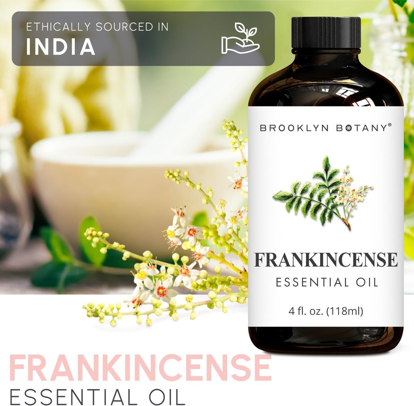 Frankincense Essential Oil - Huge 4 Fl Oz - 100% Pure and Natural - Premium Grade with Dropper - for Aromatherapy and Diffuser