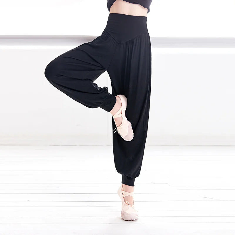 Girls Harem Pants Dance Sports Yoga Pants Kids Black Trousers Harlem Pants Children High Elastic Waist Harem Pants Dance Wear