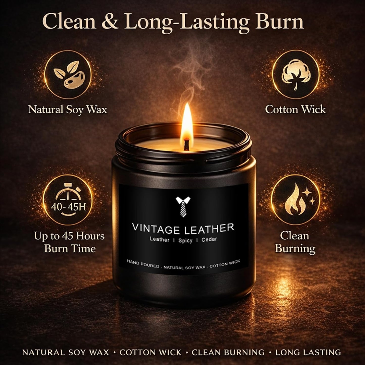 Candles for Men Gift Set, 4 Pack Masculine Scented Soy Candles for Men, Leather, Smoke, Oak & Lavender Scents, Aromatherapy Candle Gift Set for Dad, Husband, Boyfriend, Birthday, Him