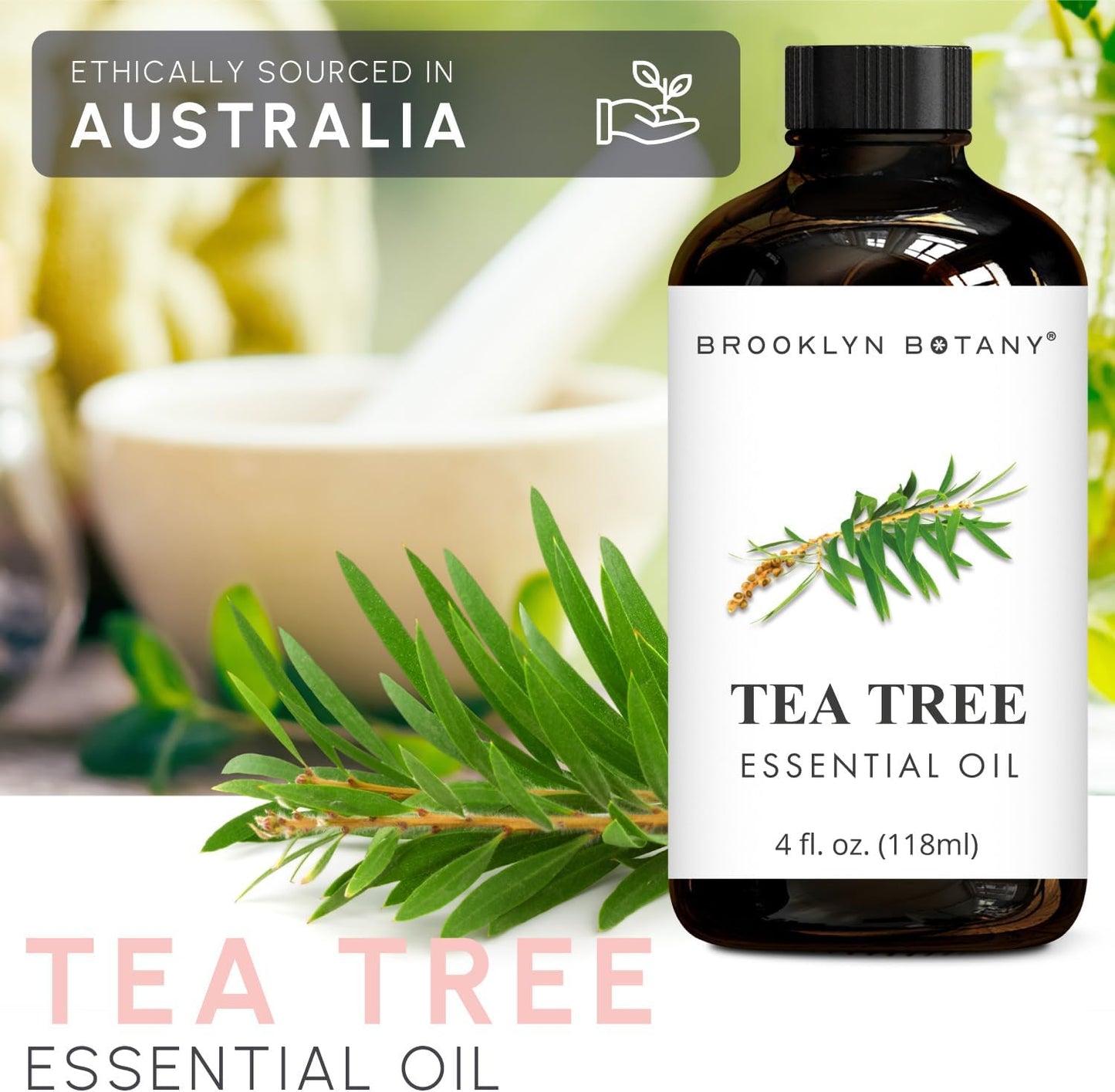 Tea Tree Essential Oil - Huge 4 Fl Oz - 100% Pure and Natural - Premium Grade with Dropper - for Aromatherapy and Diffuser