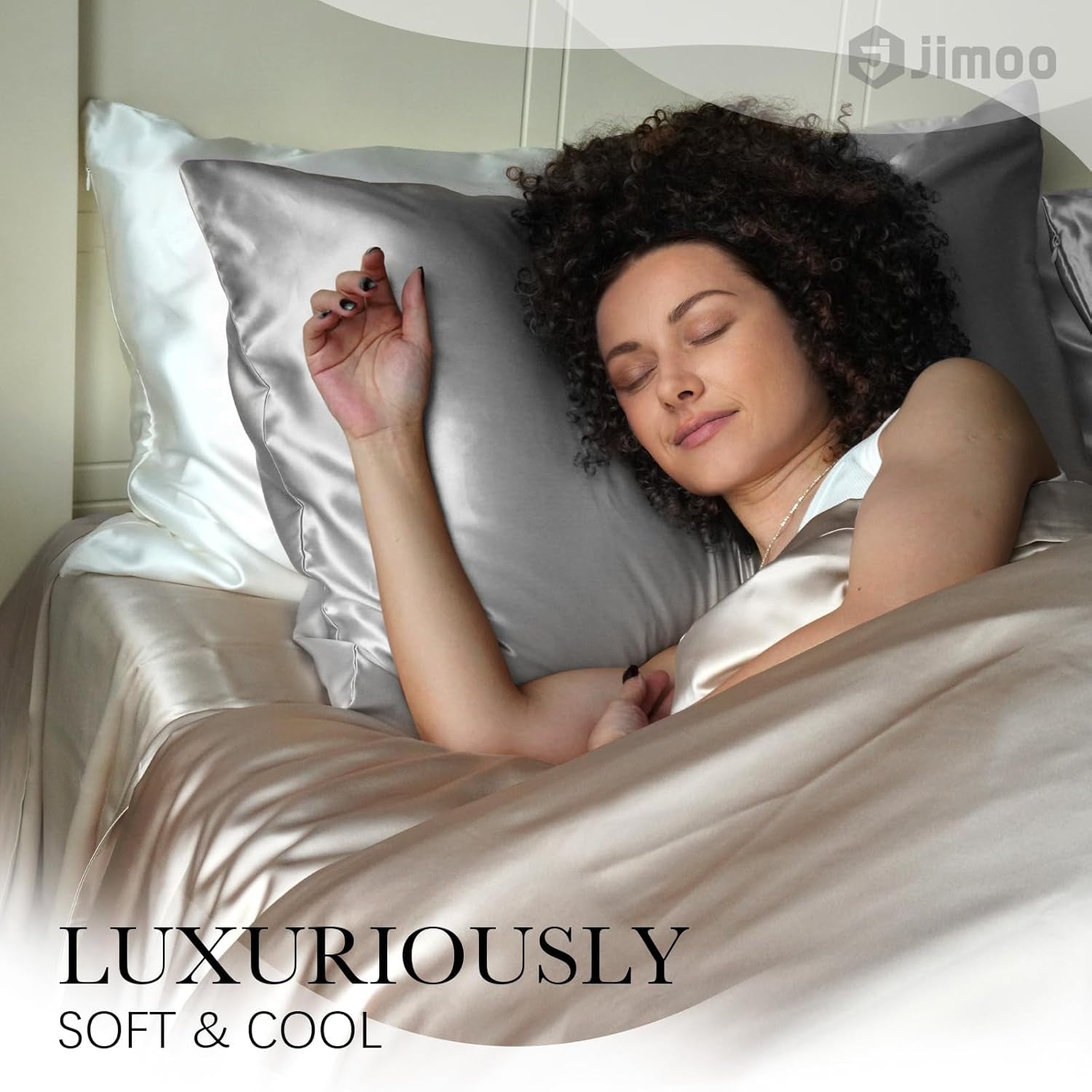 100% Mulberry Silk Pillowcase for Hair and Skin, 22 Momme Pure Natural Silk Pillow Case Both Sided with Zipper, Pillow Cover for Women Mom Men (Silver Grey, Standard 20''×26'', 1 Pack)