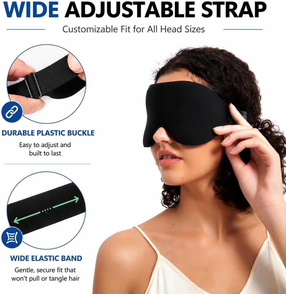 Sleep Mask Memory Foam Contoured Eye Cups for Women and Men, Soft 3D Blackout Eye Mask for Sleeping No Pressure on Eyelids and Eyelashes Protection, Earplugs Set, Black