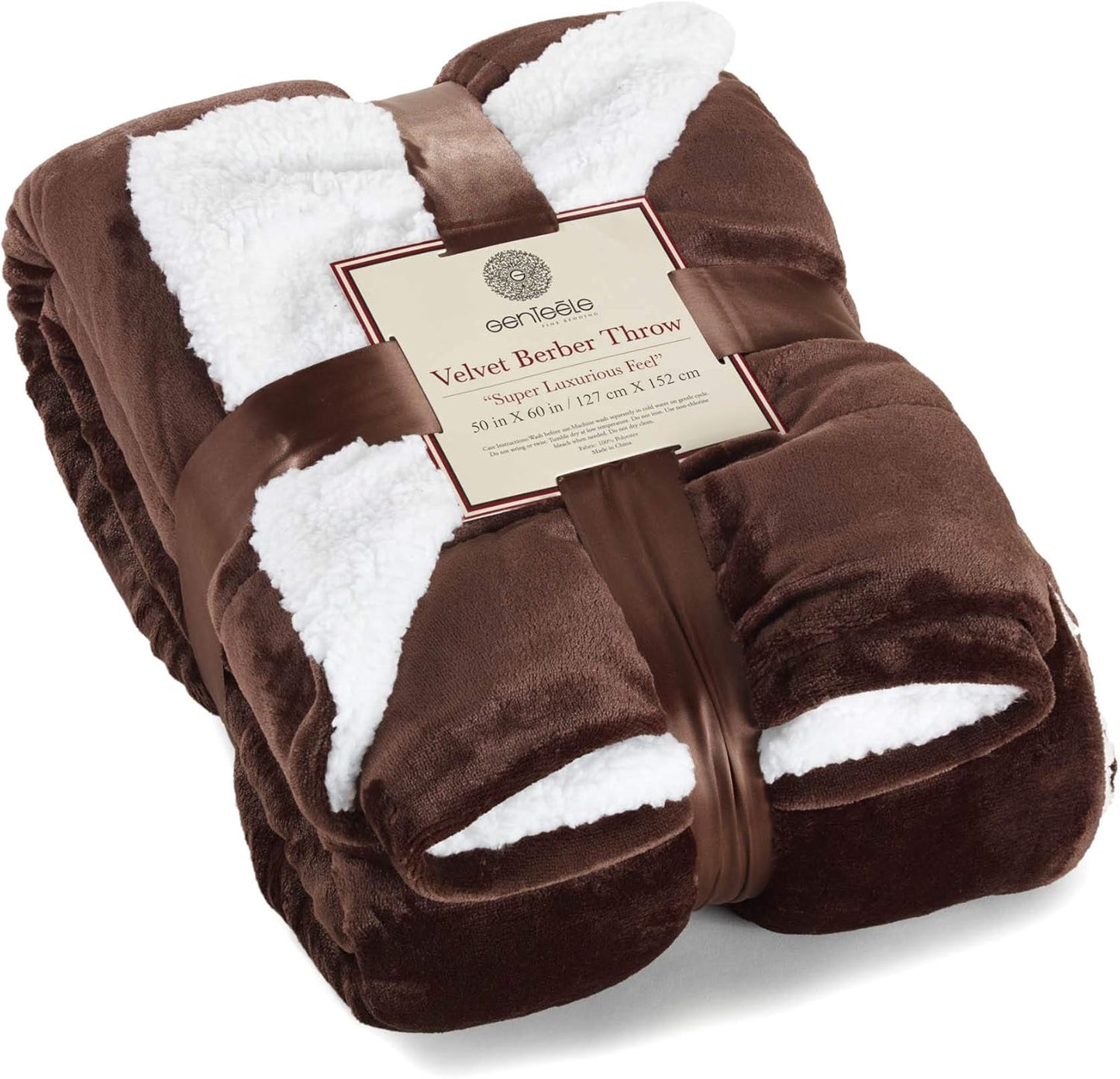 Sherpa Throw Blanket Super Soft Reversible Ultra Luxurious Plush Blanket, 50 X 60 Inches, Brown/White