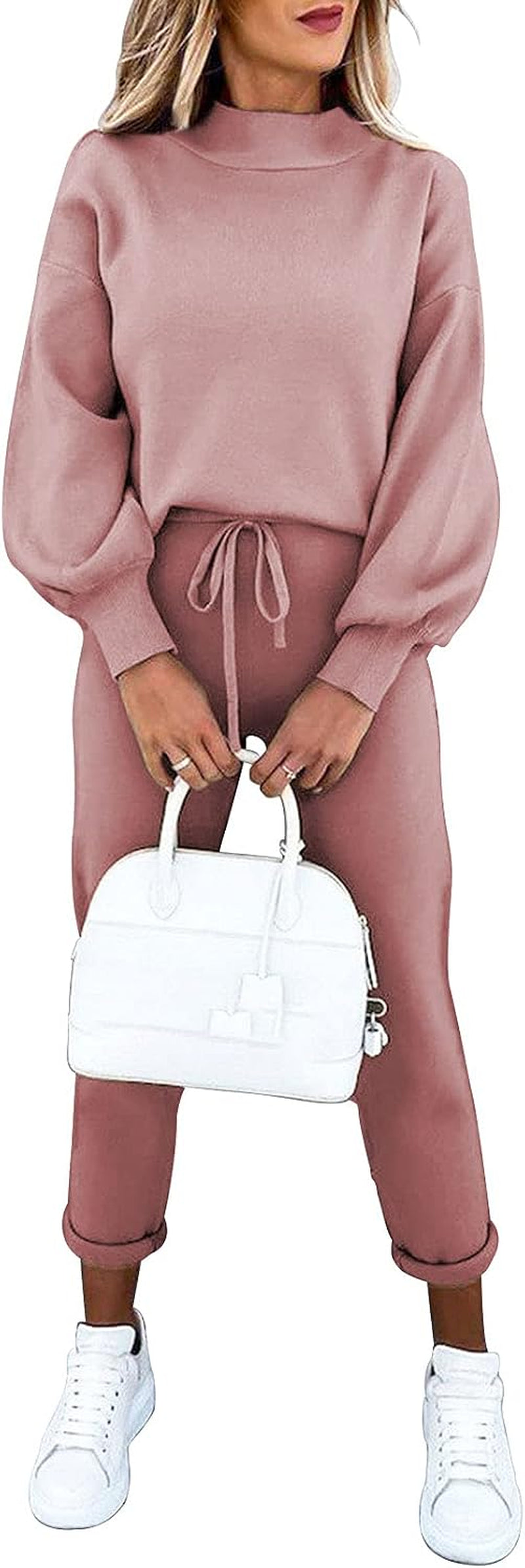 Women'S 2 Piece Outfits Long Sleeve Pullover Sweatshirt Jogger Pants Sweatsuit