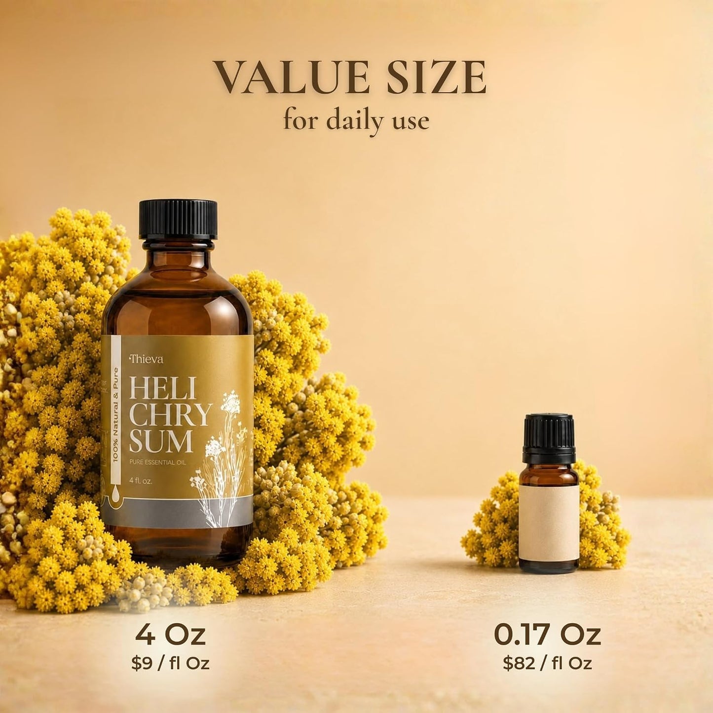 Helichrysum Essential Oil 4 Oz (118 Ml) – 100% Pure and Natural Non-Gmo Helichrysum (Gymnocephalum) Oil for Aromatherapy, Focus, and Relaxation