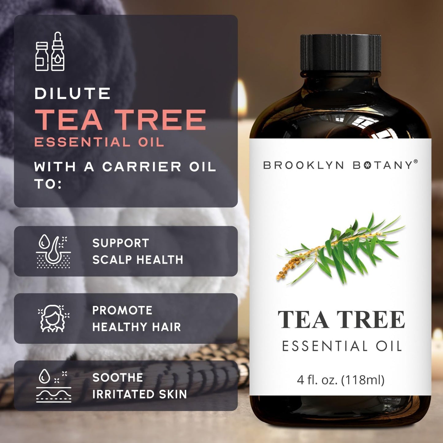 Tea Tree Essential Oil - Huge 4 Fl Oz - 100% Pure and Natural - Premium Grade with Dropper - for Aromatherapy and Diffuser