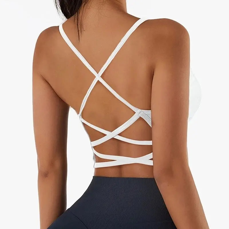 Women Cross Strap Sports Bra Top Women Push up Sport Bra Yoga Gym Crop Top Brassiere Fitness Top Sport Bra Breathable Bras
