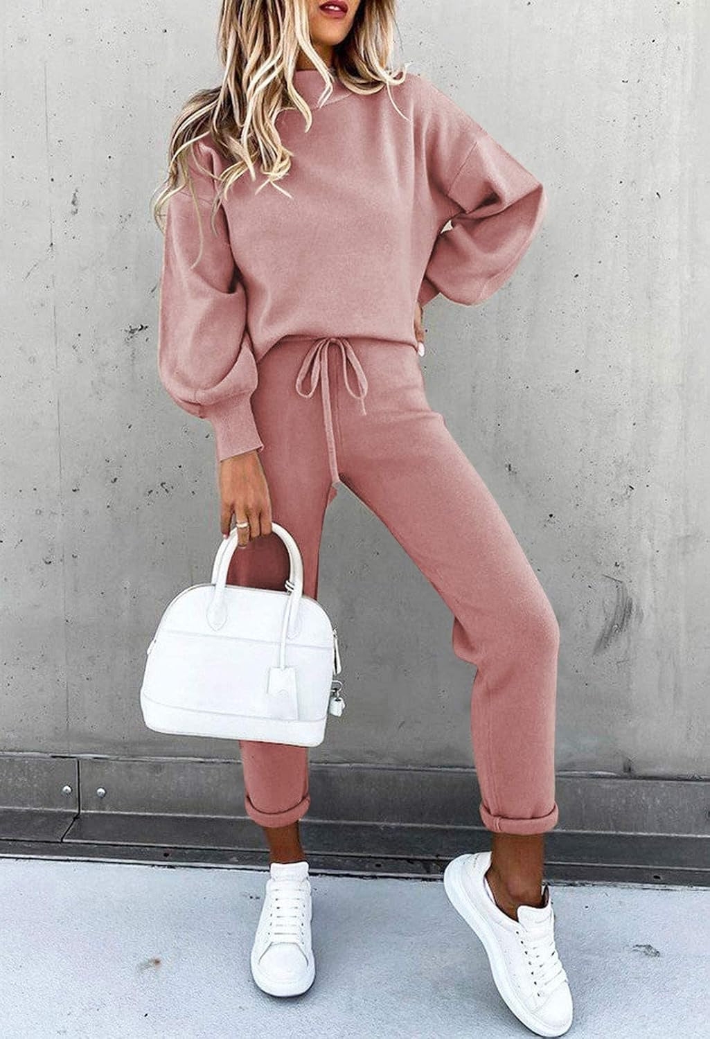 Women'S 2 Piece Outfits Long Sleeve Pullover Sweatshirt Jogger Pants Sweatsuit