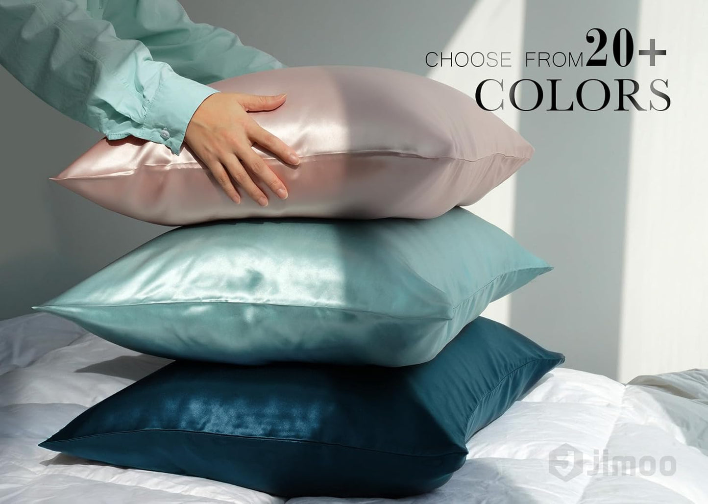 100% Mulberry Silk Pillowcase for Hair and Skin, 22 Momme Pure Natural Silk Pillow Case Both Sided with Zipper, Pillow Cover for Women Mom Men (Silver Grey, Standard 20''×26'', 1 Pack)