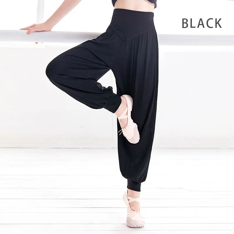 Girls Harem Pants Dance Sports Yoga Pants Kids Black Trousers Harlem Pants Children High Elastic Waist Harem Pants Dance Wear
