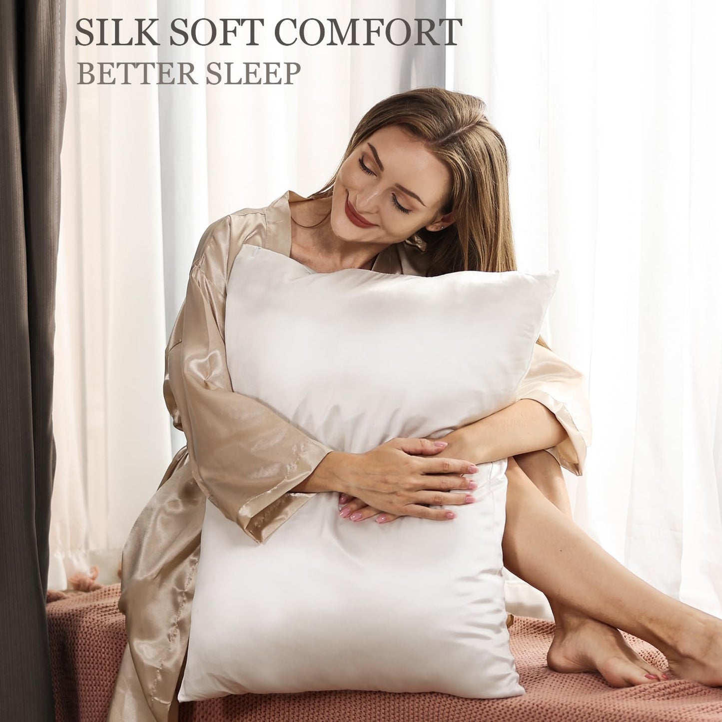 100% Silk Pillowcase - Mulberry Silk Pillow Cases, 22 Momme 6A Grade Fibers, Silk Pillow Case for Hair and Skin Health, with Hidden Zipper (Standard 20''×26'', Ivory White, 1PC)