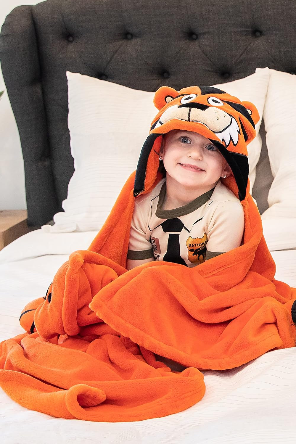Wearable Hooded Blanket for Kids, Animal Hooded Blanket (Tiger)