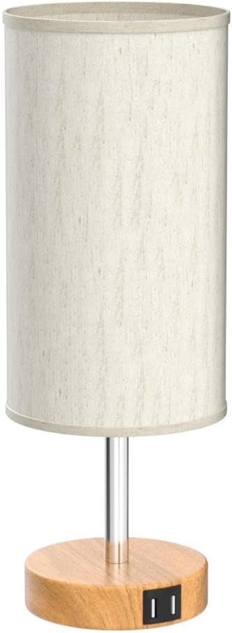 Bedside Table Lamp with USB Ports - Touch Control for Bedroom 3 Way Dimmable Nightstand Lamp with round Fabric Shade for Living Room, Dorm, Home Office, Corded Electric, without Battery