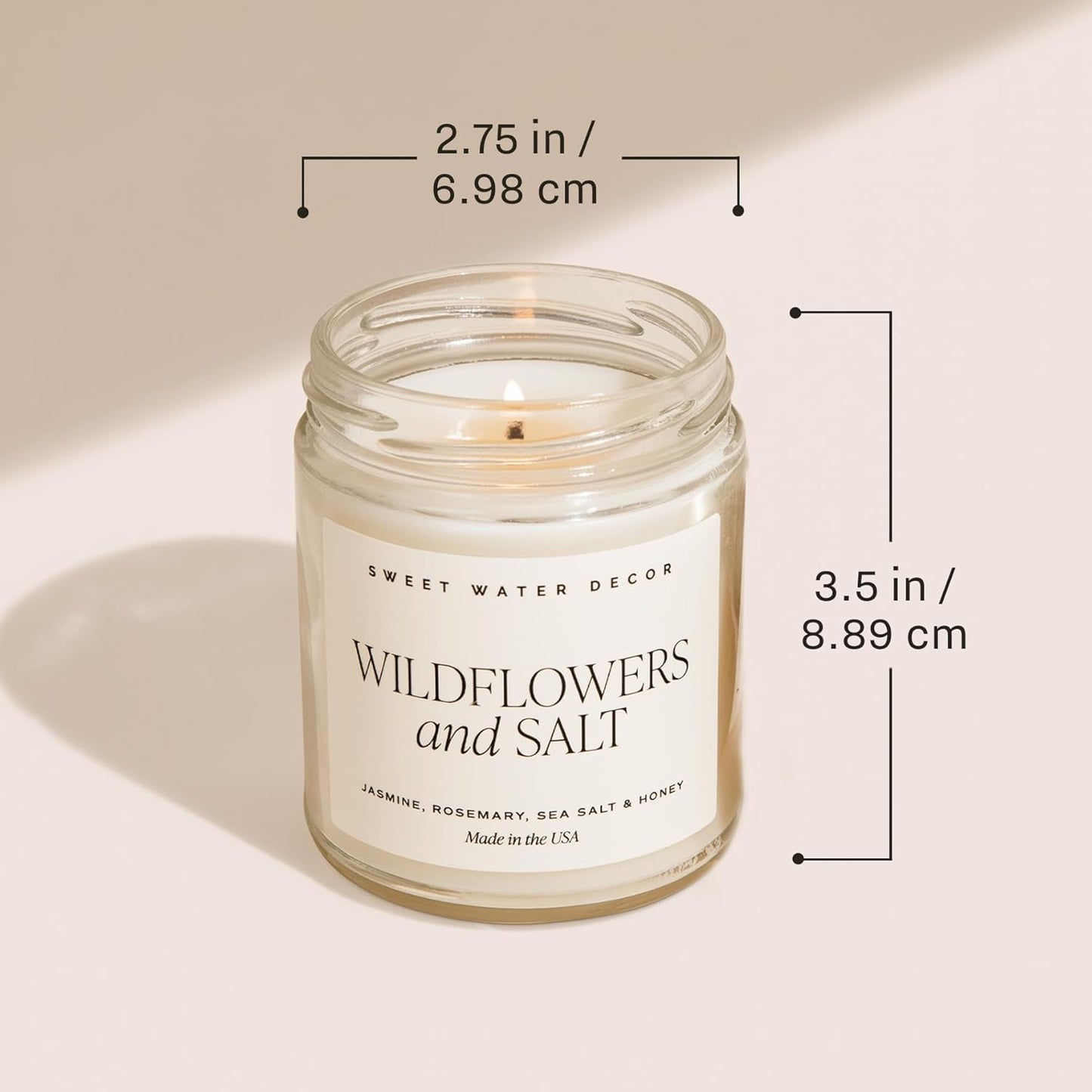 Wedding Candle - Sea Salt, Jasmine, Cream, and Wood Scented Soy Wax Candle for Home - Engagement and Wedding Gifts for Women - 9Oz Clear Jar, 40 Hour Burn Time, Made in the USA