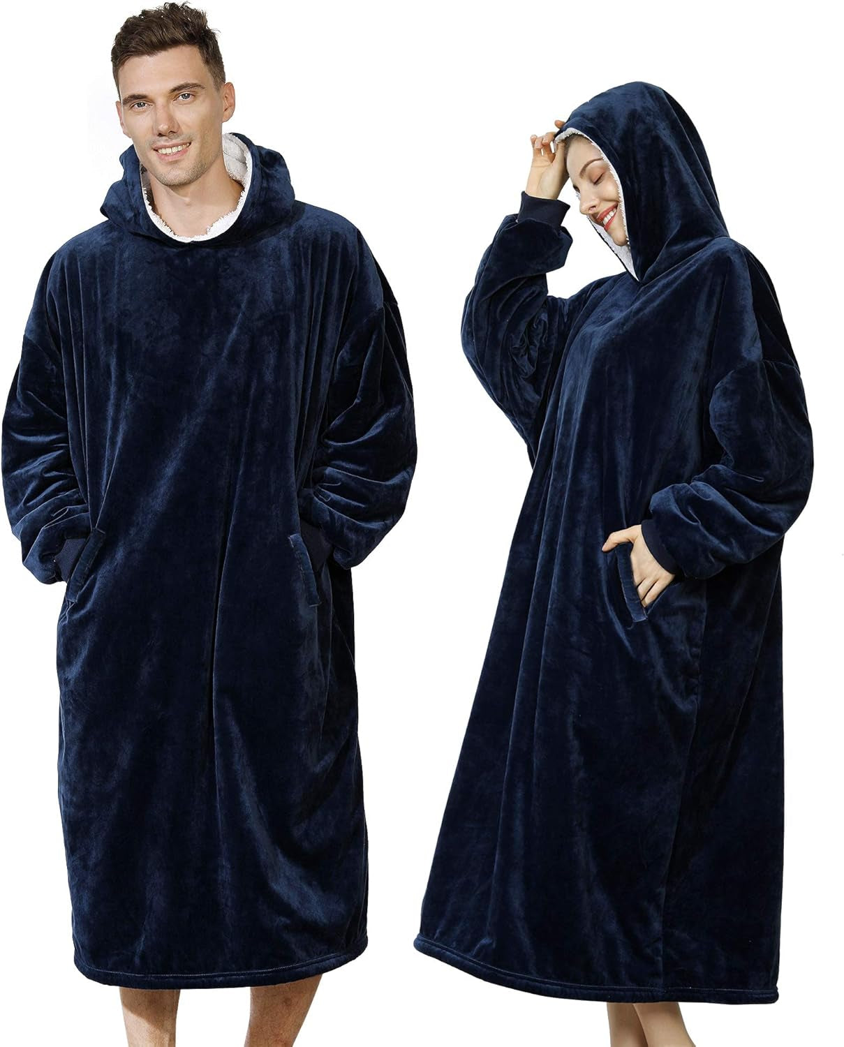 Wearable Blanket Hoodie for Adults & Teens,Oversized Sherpa Hooded Blanket,Warm Cozy Blanket Sweatshirt as Christmas Birthday Gifts for Women Men