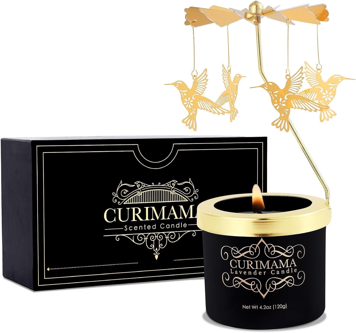 Lavender Scented Candle with Rotating Hummingbird - Soy Wax Aromatherapy Candle, Relaxing Gift for Women, Birthday and Anniversary Present for Mom, Wife and Grandma