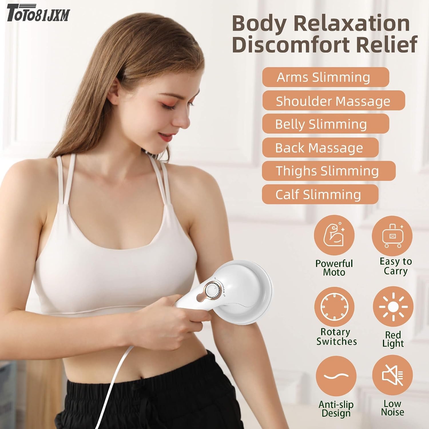 Handheld Cellulite Massager, Body Sculpting Machine, Lymphatic Drainage Massager, Stomach Massager with Lipo Roller for Belly Fat, Electric Vibrating Massage Wand for Butt Waist Leg Arms Used at Home.