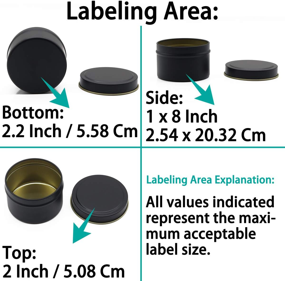 Black Candle Tins 4Oz, 24 Piece Candle Containers | Classic, Bulk Candle Tins with Lids, Candle Jars for Candle Making