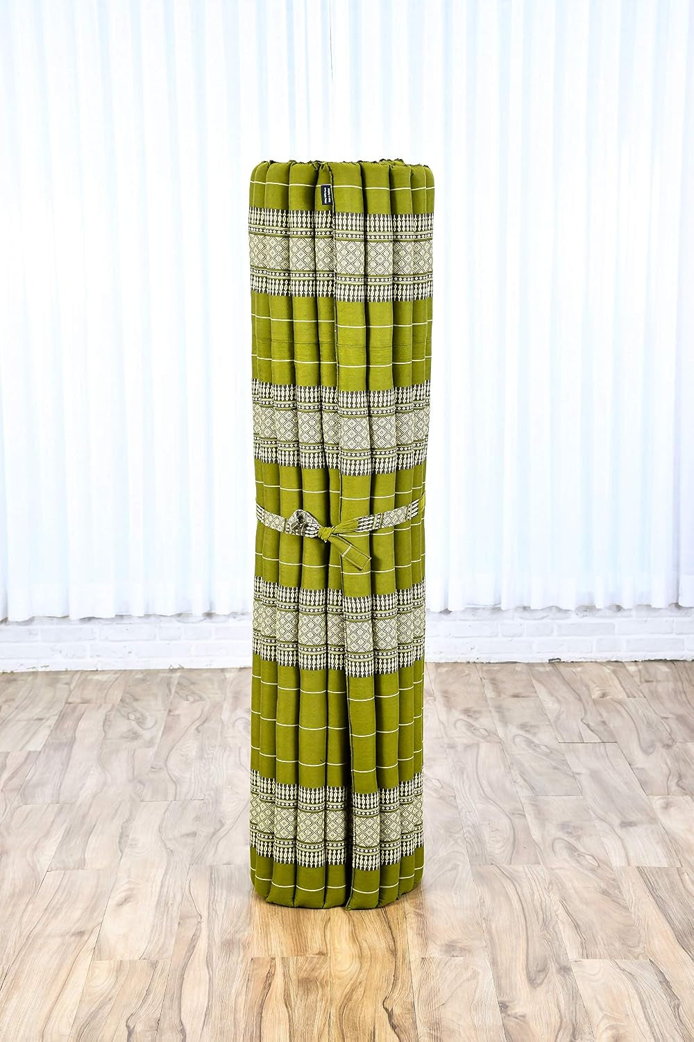 - Foldable Floor Mattress - Japanese Roll up Futon -Trifold Tatami Mat- Guest Floor Bed - Camping Mattress - Thai Massage Mat, Kapok Filled, 75 X 57 Inches, Green