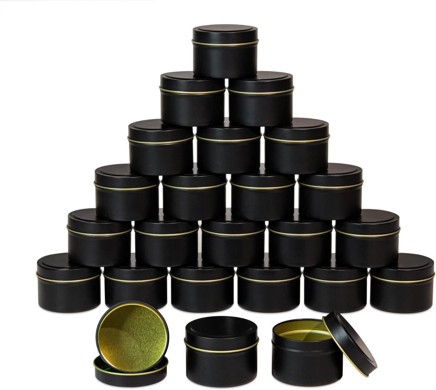 Black Candle Tins 4Oz, 24 Piece Candle Containers | Classic, Bulk Candle Tins with Lids, Candle Jars for Candle Making
