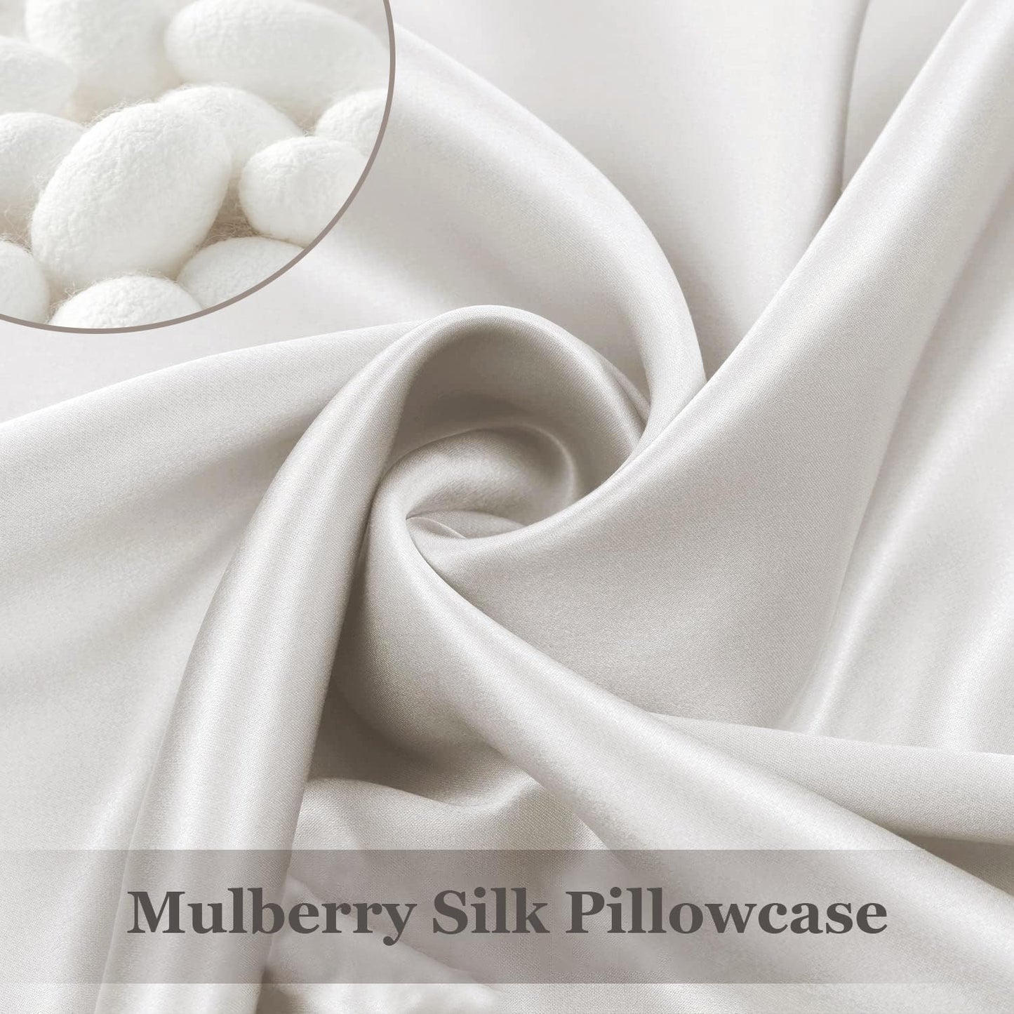 100% Silk Pillowcase - Mulberry Silk Pillow Cases, 22 Momme 6A Grade Fibers, Silk Pillow Case for Hair and Skin Health, with Hidden Zipper (Standard 20''×26'', Ivory White, 1PC)