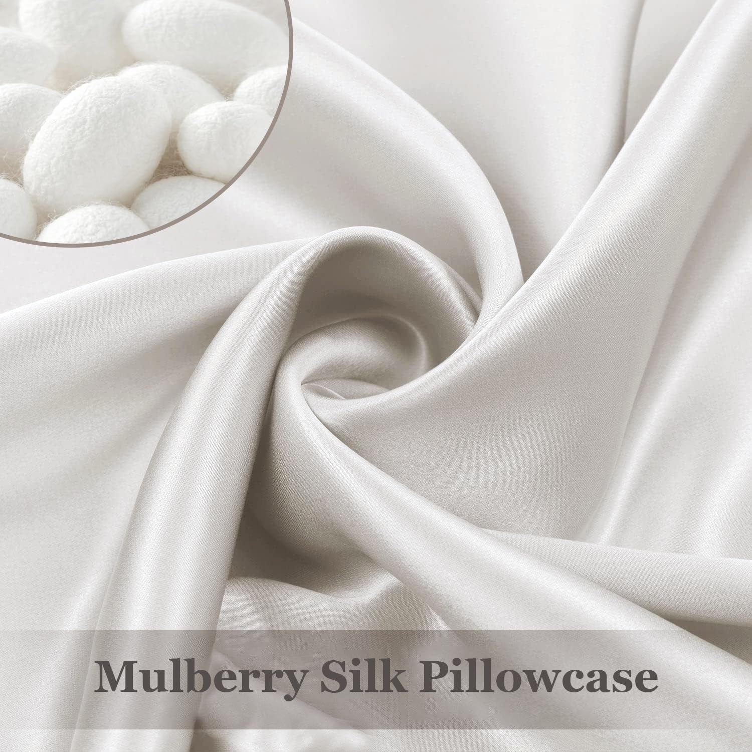 100% Silk Pillowcase - Mulberry Silk Pillow Cases, 22 Momme 6A Grade Fibers, Silk Pillow Case for Hair and Skin Health, with Hidden Zipper (Standard 20''×26'', Ivory White, 1PC)