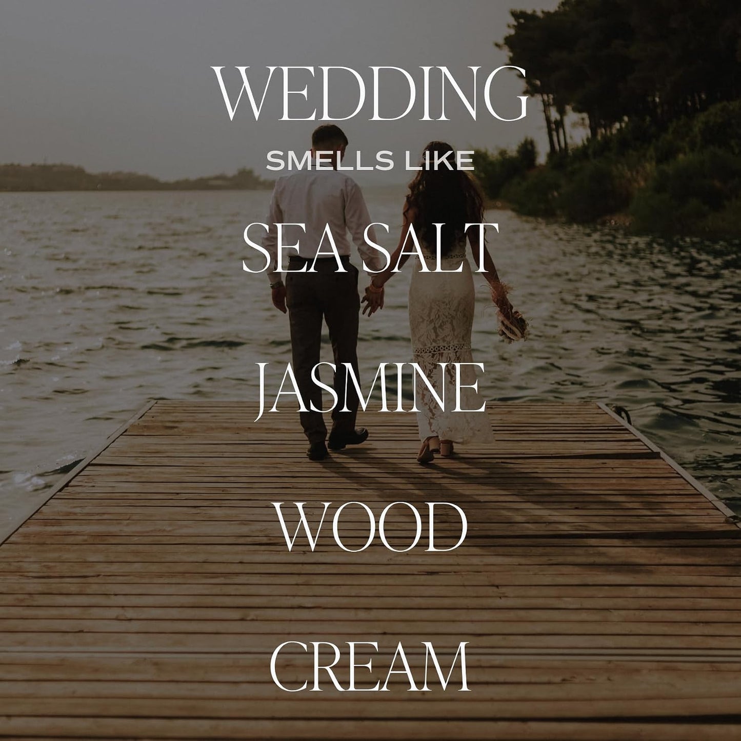 Wedding Candle - Sea Salt, Jasmine, Cream, and Wood Scented Soy Wax Candle for Home - Engagement and Wedding Gifts for Women - 9Oz Clear Jar, 40 Hour Burn Time, Made in the USA