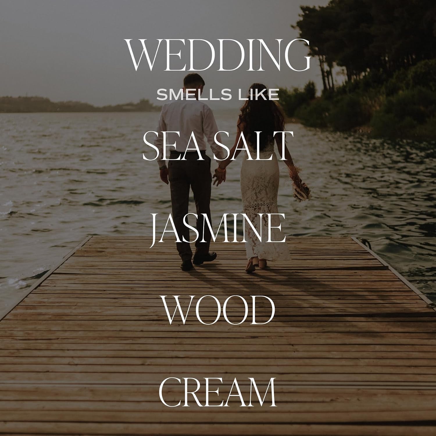 Wedding Candle - Sea Salt, Jasmine, Cream, and Wood Scented Soy Wax Candle for Home - Engagement and Wedding Gifts for Women - 9Oz Clear Jar, 40 Hour Burn Time, Made in the USA
