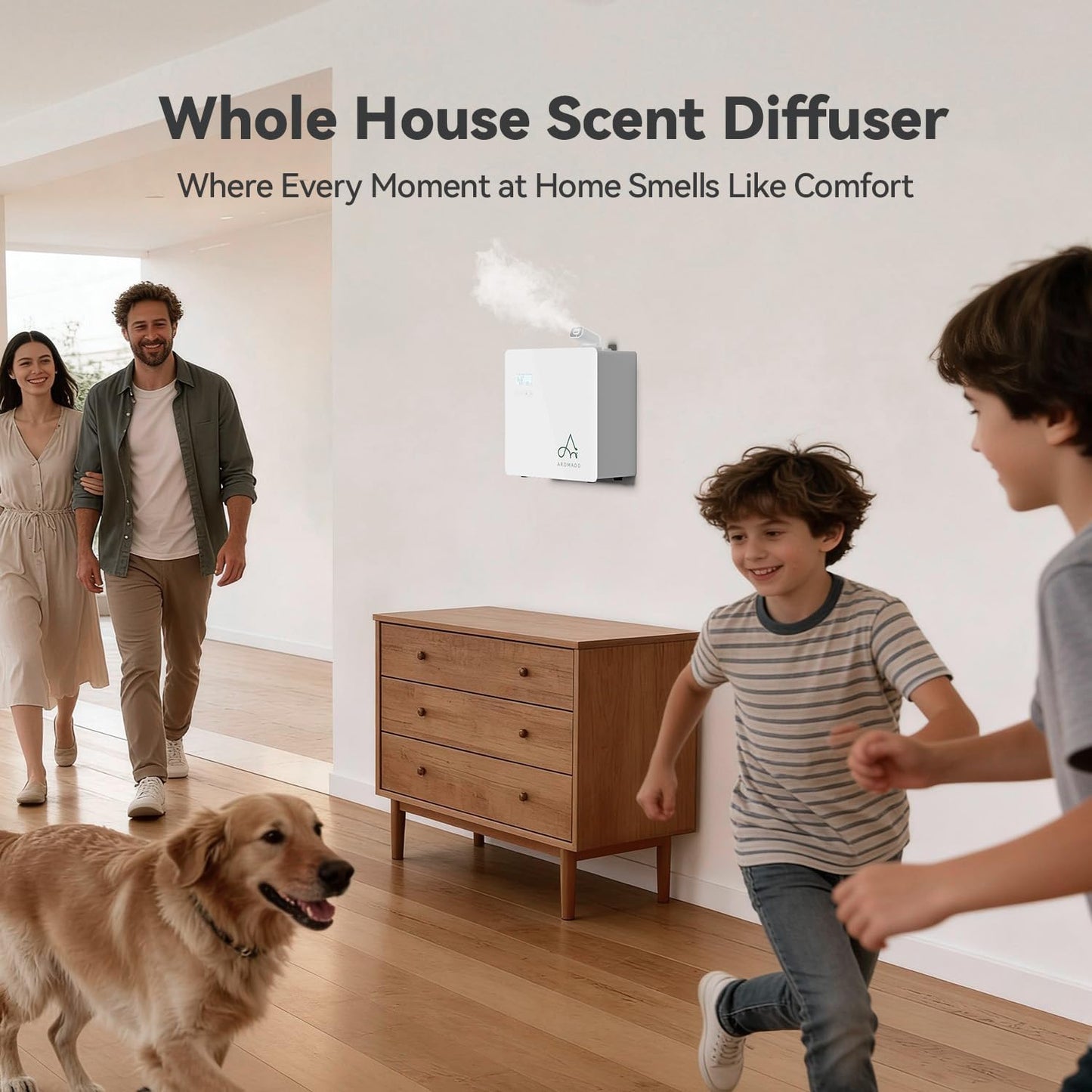 2025 Upgraded 3500 Sq.Ft Smart Scent Diffuser - HVAC System, Whole House Aroma & Hotel Collection Diffuser, Waterless Essential Oil Diffuser for Home Large Room, Cold Air Tech, 600Ml (White)