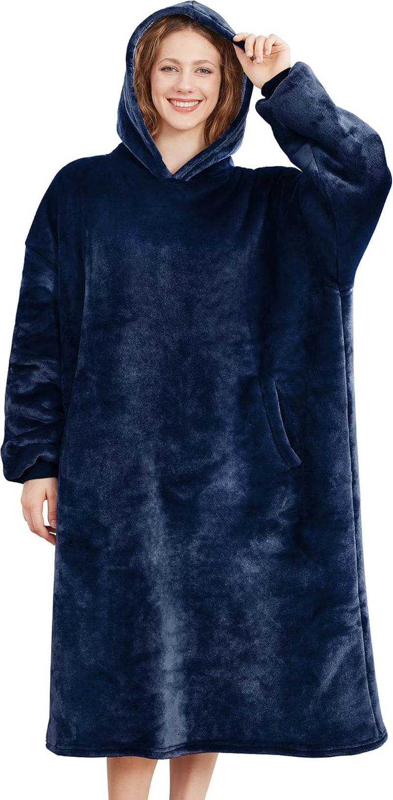 Wearable Blanket Hoodie for Adults & Teens,Oversized Sherpa Hooded Blanket,Warm Cozy Blanket Sweatshirt as Christmas Birthday Gifts for Women Men