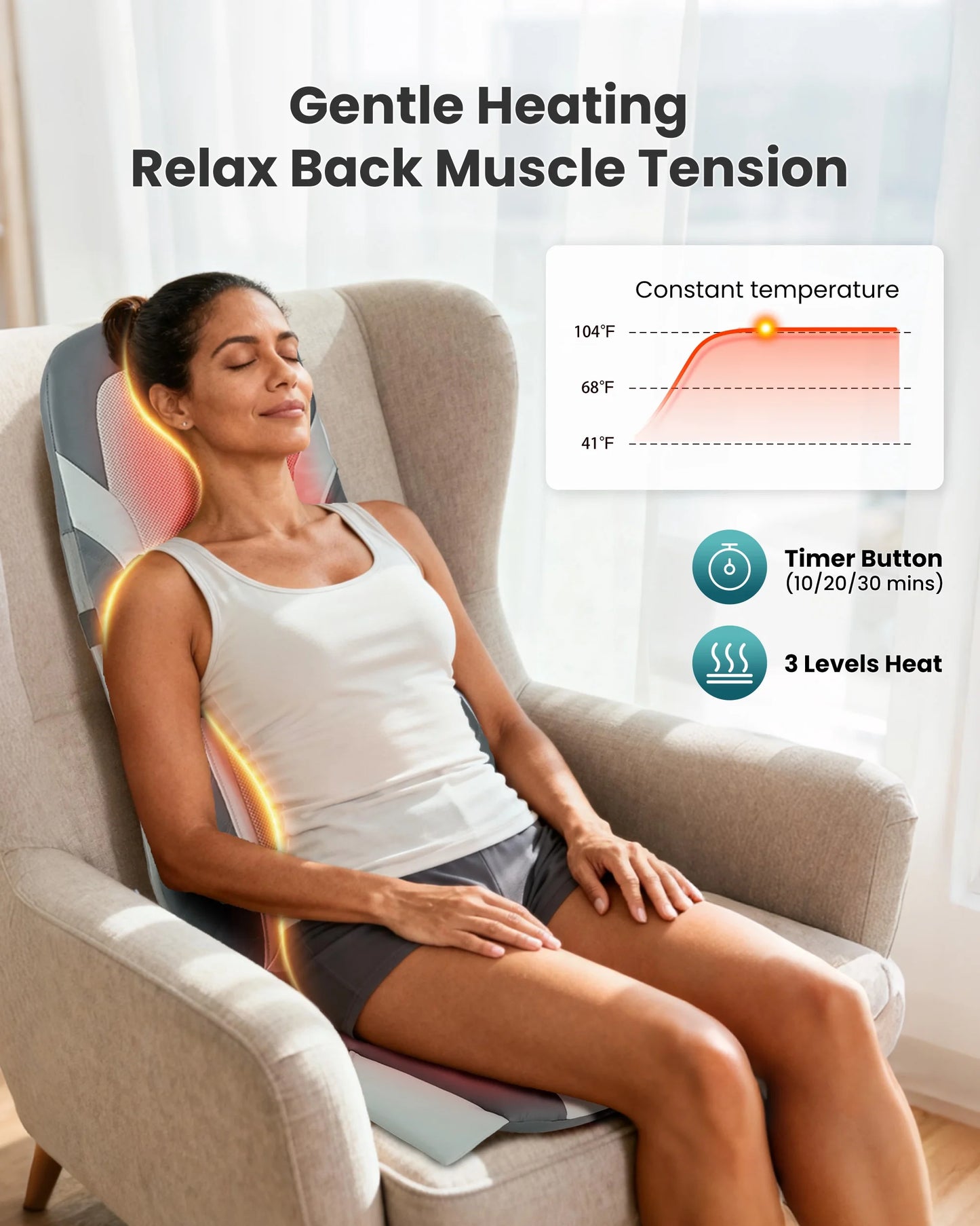2026 Upgraded Shiatsu Back Massager with Heat, Full Back and Seat Massage Cushion for Pain Relief and Relaxation