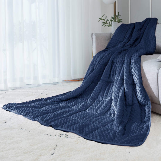 Reversible Weighted Blanket for All Season, Luxury Velvet, Warm and Cool, Adult 5Lb Blue Weighted Blanket, Enjoy Sleeping Anywhere(Blue,36"X48" 5Lbs)