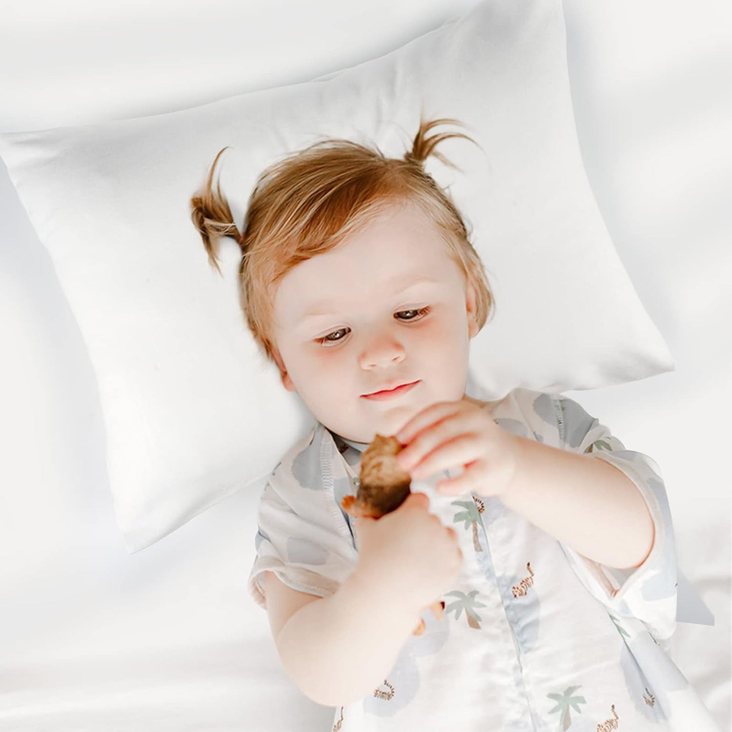 Organic Cotton Toddler Pillowcase/Travel Pillowcase Pack of 2 Set 13X18 Inches with Envelope Closure - Soft & Breathable Baby Pillow Case Cover Solid White