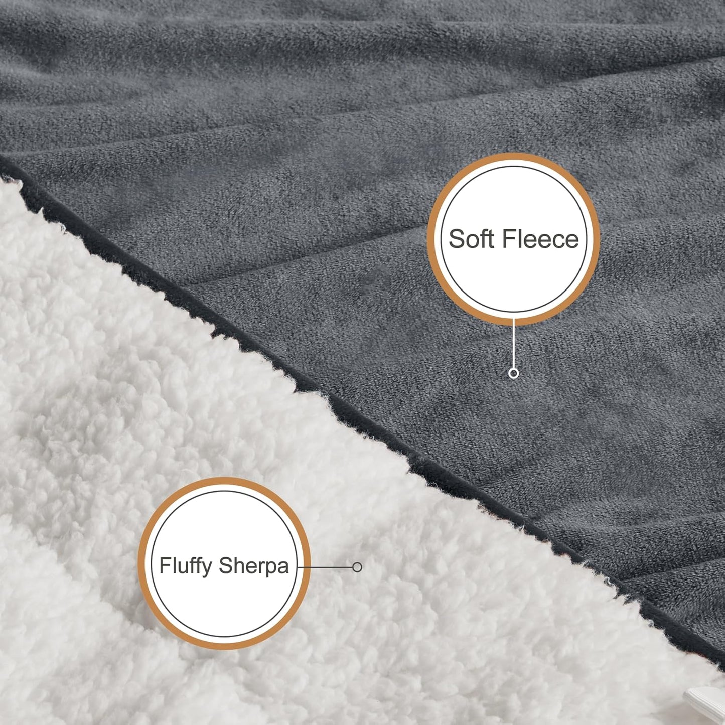Weighted Blanket 15 Pounds for Adults, Fuzzy Soft Sherpa Fleece Heavy Blankets Queen Size for Bed, 60X80 Inch, Charcoal Gray, Dual Sided Comfort