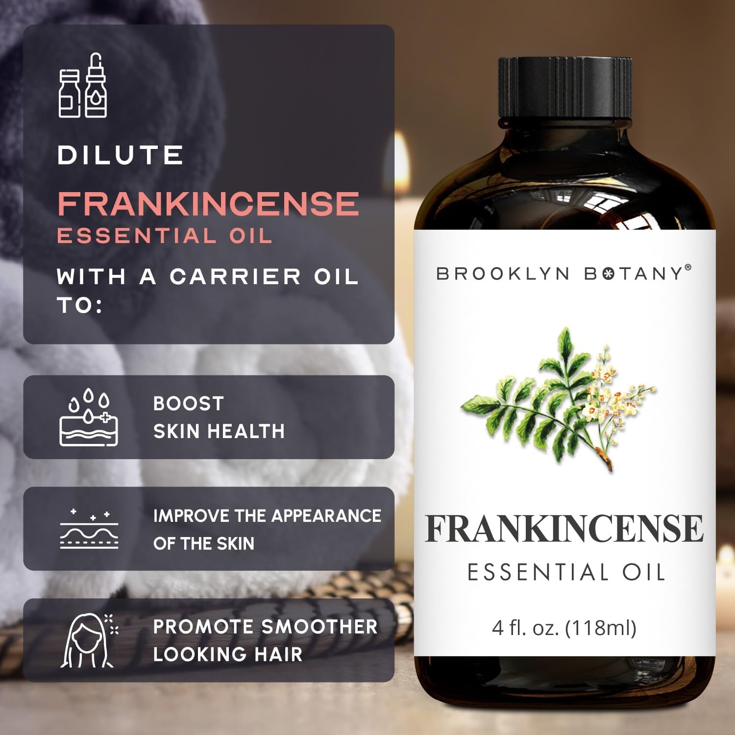 Frankincense Essential Oil - Huge 4 Fl Oz - 100% Pure and Natural - Premium Grade with Dropper - for Aromatherapy and Diffuser