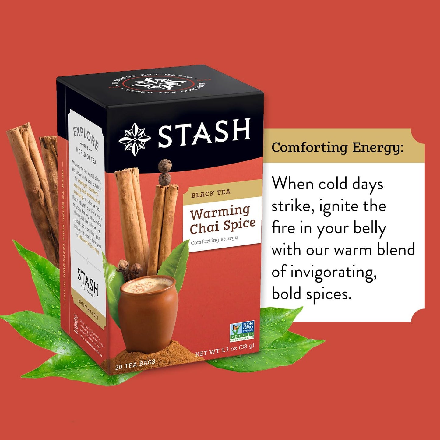 Tea Chai Spice Black Tea, 6 Boxes with 20 Tea Bags Each (120 Tea Bags Total)