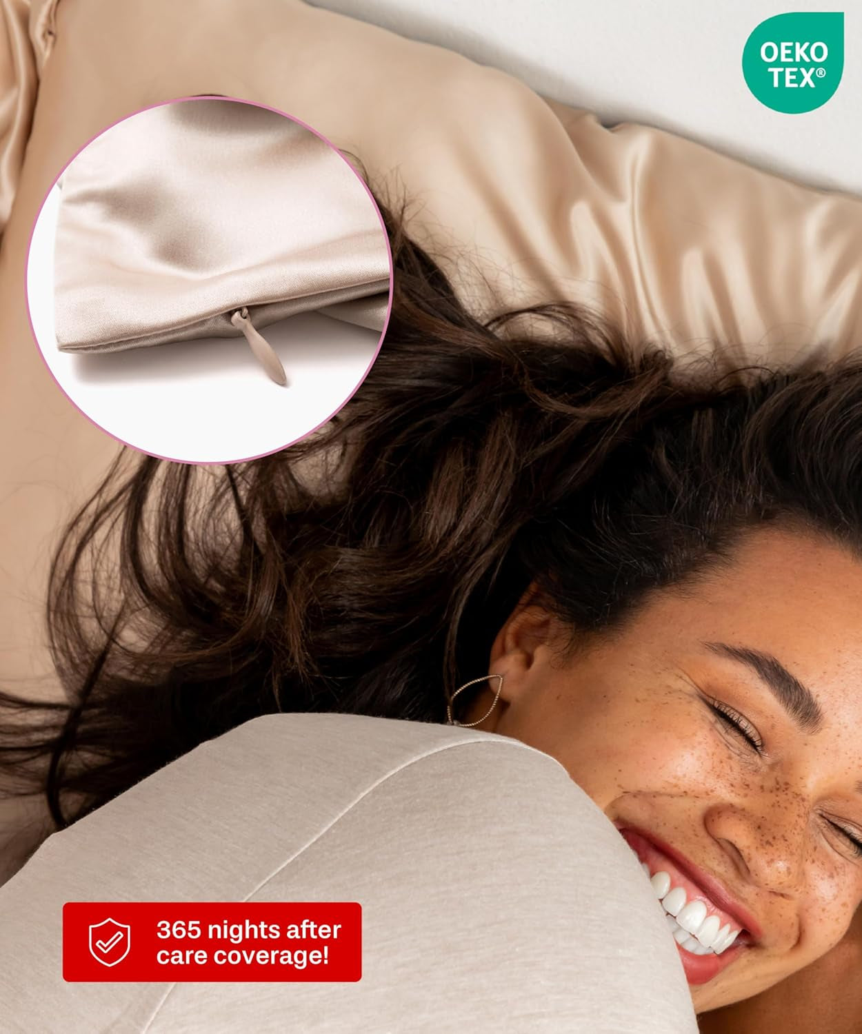 SUNDAYSILKS™ Premium Silk Pillow Cases | 100% Mulberry Silk Pillowcase with Zipper, Real 22 Momme Grade 6A Silk, Standard Queen, King Size [Nude Champagne]