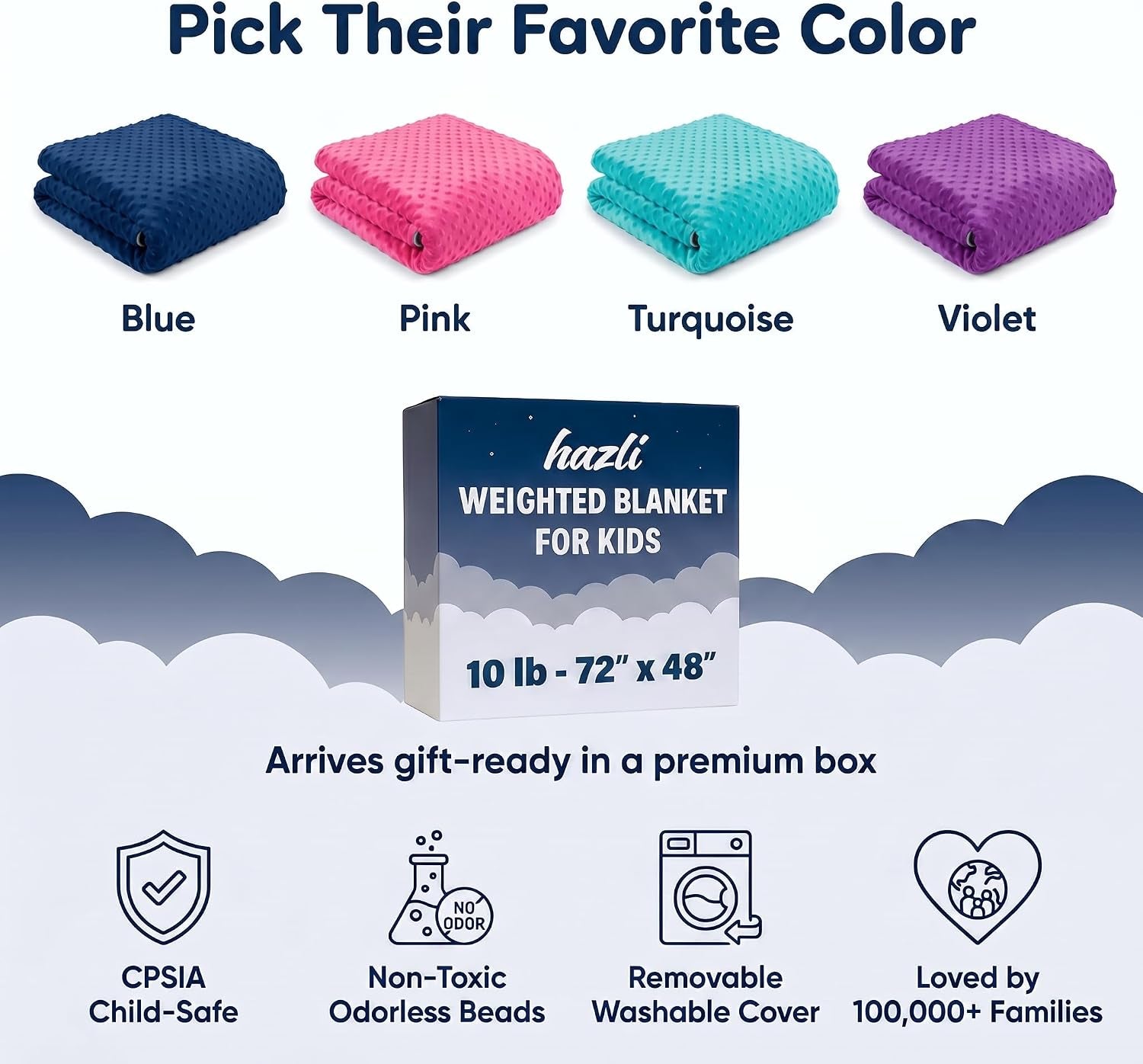 Super Soft Weighted Blanket for Kids with Removable Cover - 10 Lbs 48'' X 72'' Comfortable Children Heavy Blanket for Boys and Girls - Comforting Kids Weighted Blanket