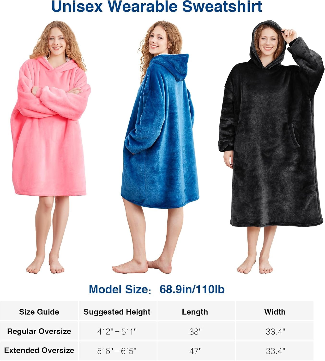 Wearable Blanket Hoodie for Adults & Teens,Oversized Sherpa Hooded Blanket,Warm Cozy Blanket Sweatshirt as Christmas Birthday Gifts for Women Men