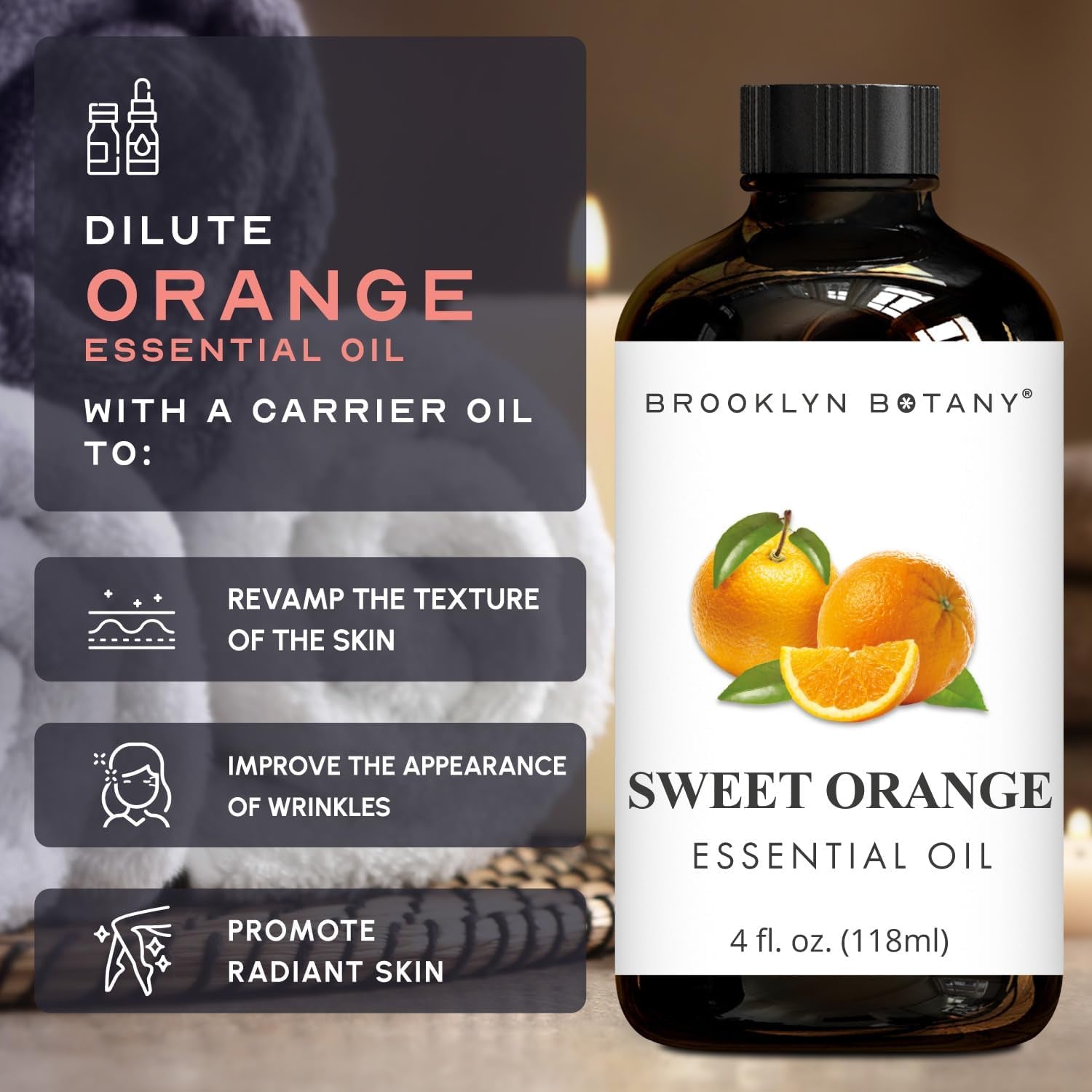 Sweet Orange Essential Oil - Huge 4 Fl Oz - 100% Pure and Natural - Premium Grade with Dropper - for Aromatherapy and Diffuser