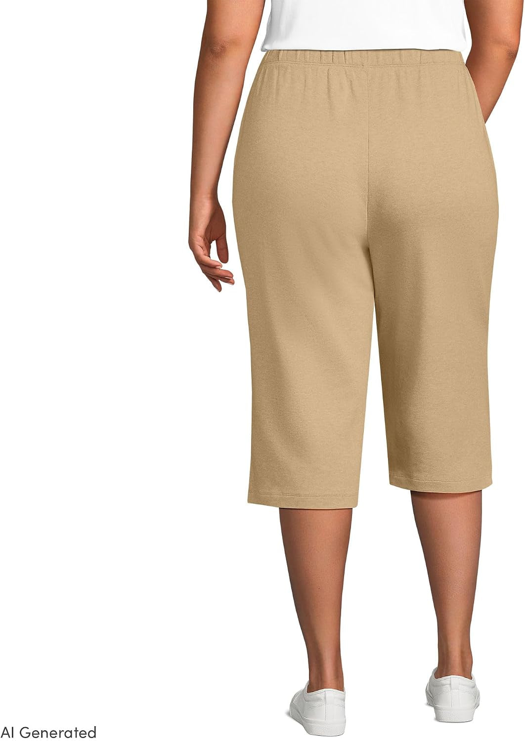 Women'S Sport Knit High Rise Elastic Waist Capri Pants