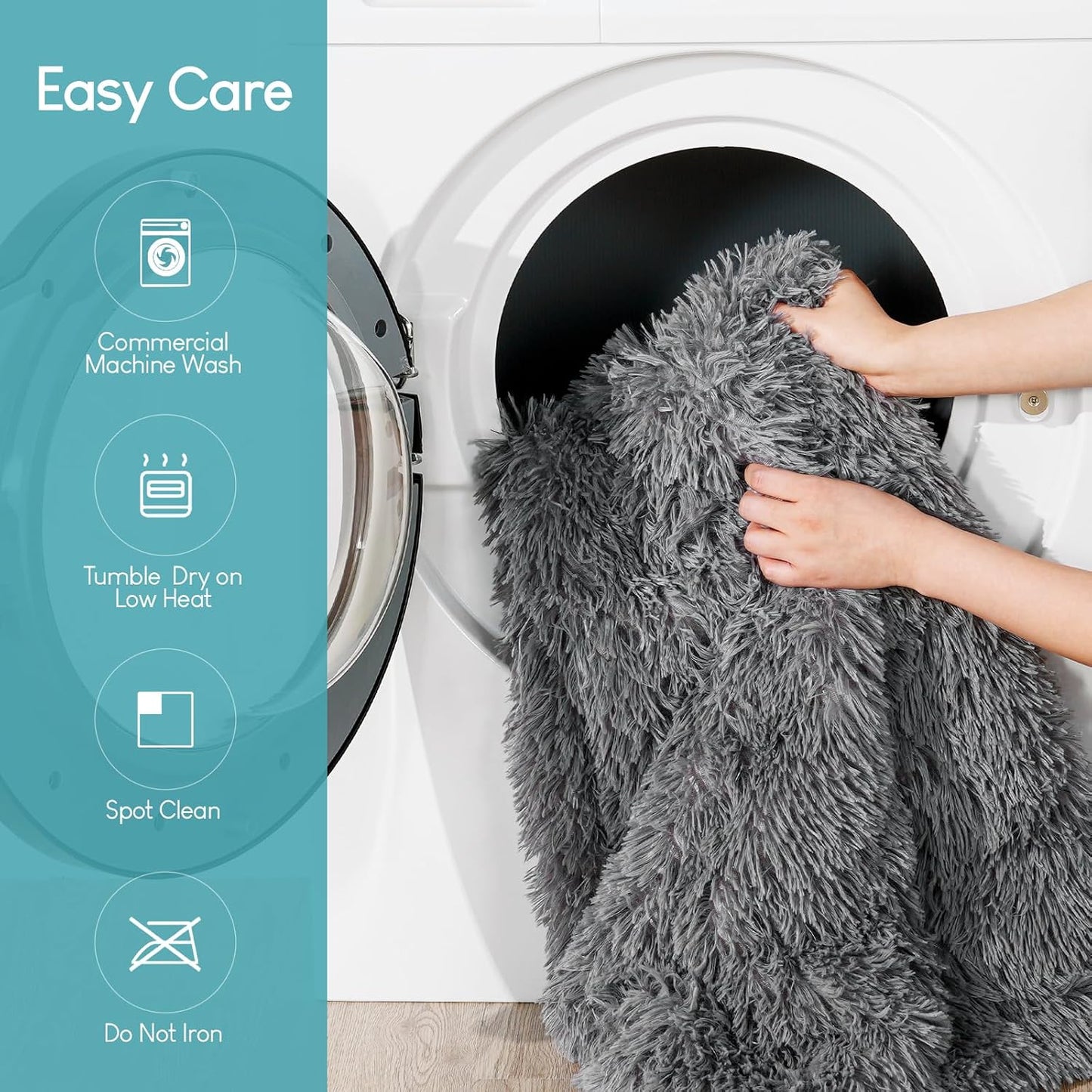 Faux Fur Weighted Blanket 15Lbs, Soft Fuzzy Luxurious Fluffy Heavy Blanket, Plush Sherpa Dual Side Cozy Warm Throw Blanket for Bed Couch Sleeping, Grey, 48X72 Inches