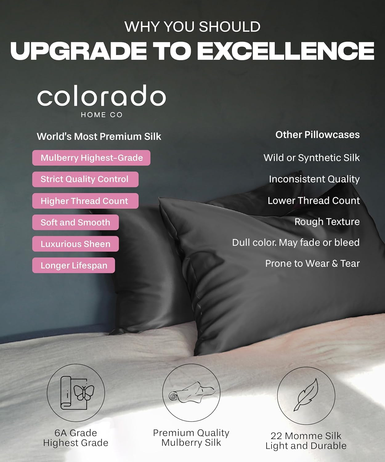 SUNDAYSILKS™ Premium Silk Pillow Cases | 100% Mulberry Silk Pillowcase with Zipper, All Sides Real 22 Momme Grade 6A Silk, Standard Queen, King Size [Teal Sapphire]